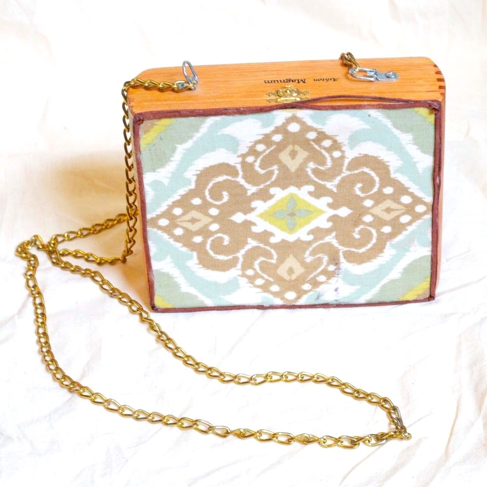 handmade cigar box chain strap purse